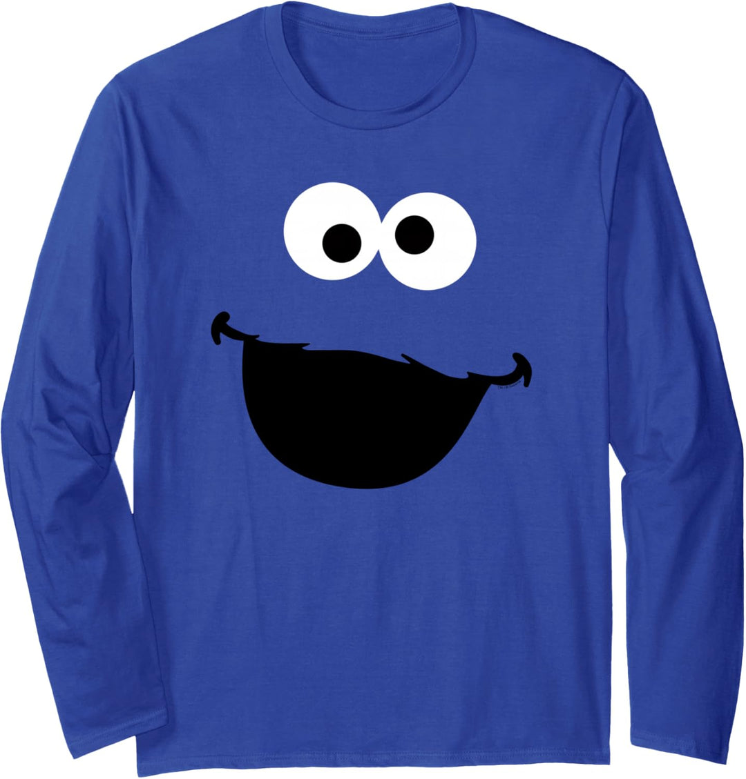 Sesame Street Cookie Monster Face Blue Langarmshirt