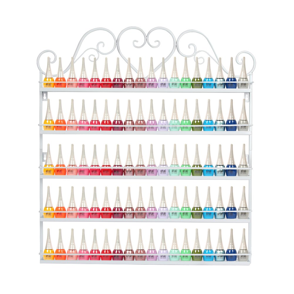 Meisax 5 Ebenen Metall Nagellack Ständer Kosmetik Organizer 5 Ablagen Wandregal Lippenstiftständer A