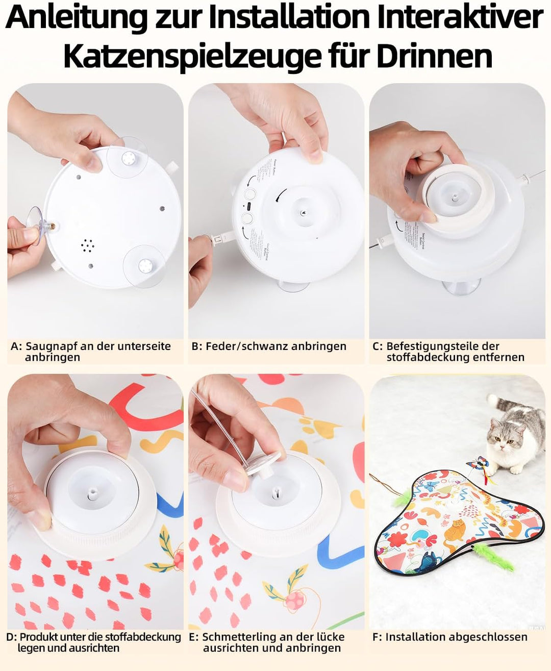 Interaktives Katzenspielzeug, Katzenspielzeug Selbstbeschäftigung, Wiederaufladbar Berührungsaktivie