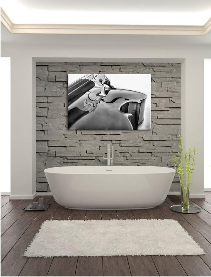 Monocrome, Cello, Format: 100x70 auf Leinwand, XXL riesige Bilder fertig gerahmt mit Keilrahmen, Kun