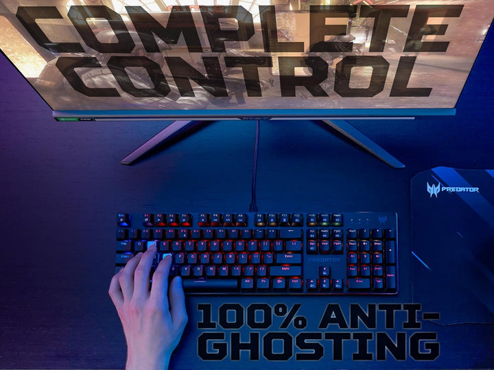 Acer Predator Aethon 303 Kabelgebundene Gaming-Tastatur – Kailh blaue mechanische Schalter,RGB beleu