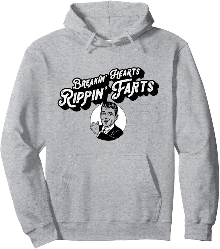 Stealing Hearts & Blasting Farts Funny Retro Man Pullover Hoodie