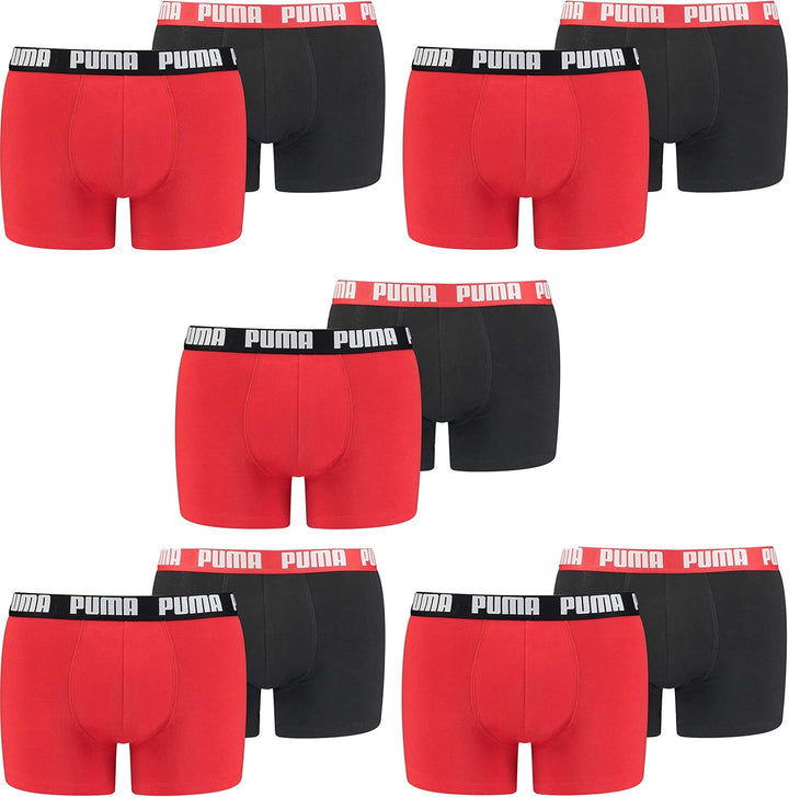 PUMA Herren Boxershorts Unterhosen 100004386 10er Pack, Wäschegrösse:L, Artikel:-786 red/Black