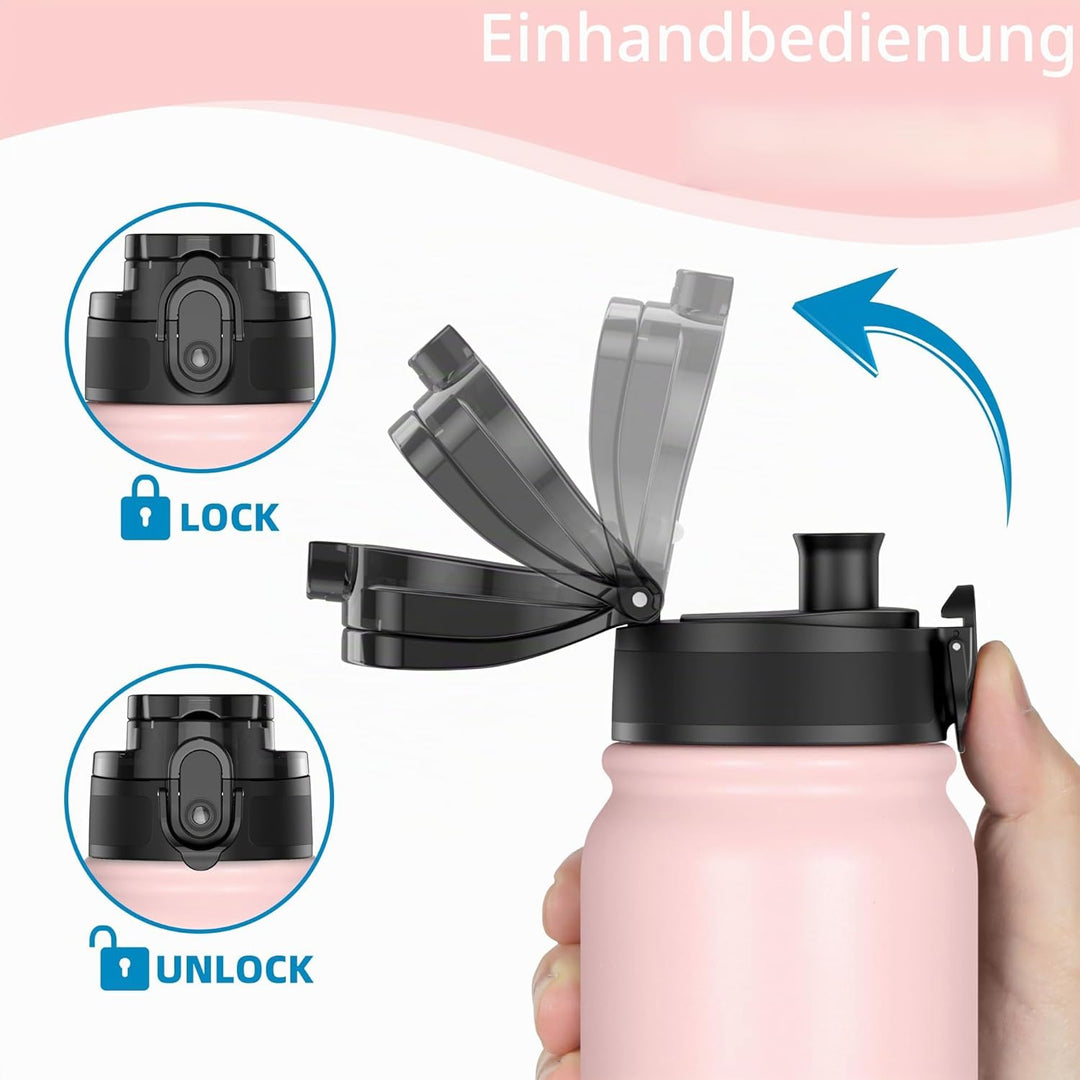 OLDLEY 600ml/20oz Edelstahl-Wasserflasche, Doppelwandige Vakuumflasche, Hält Getränke Heiss und Kalt