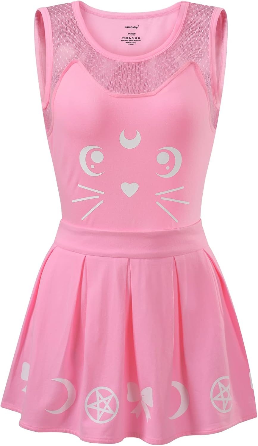 LittleForBig Baumwolle Strampler Onesie Pyjamas Bodysuit –Luna Einteiler Rock Set S Rosa, S Rosa