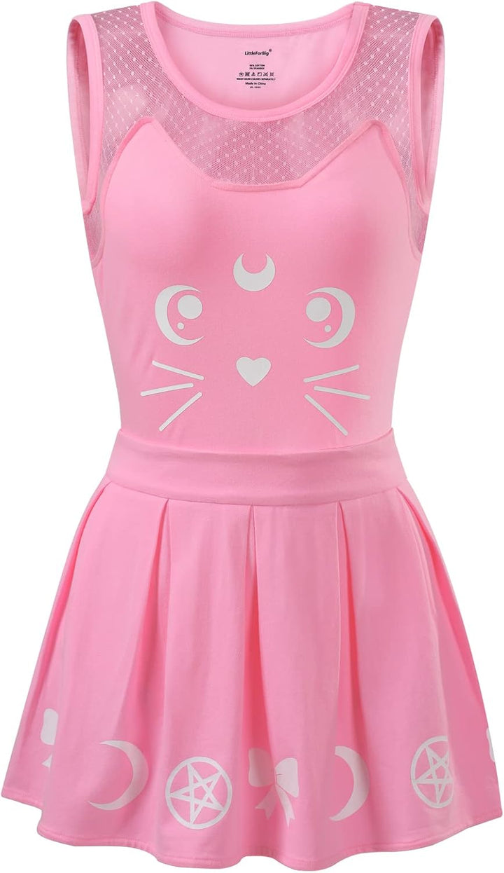 LittleForBig Baumwolle Strampler Onesie Pyjamas Bodysuit –Luna Einteiler Rock Set S Rosa, S Rosa