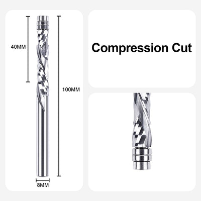SpeTool Bündigfräser 8mm Schaft Spiralnutfräser Extra Lang Kopierfräser für Oberfräse Up&Down Kompre