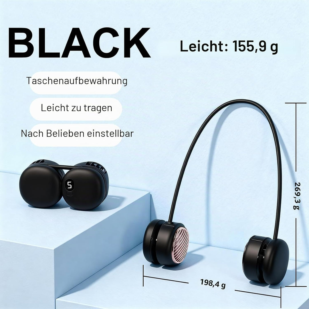 Foluu Nackenventilator Wiederaufladbar, 5 Stufen, LED-Display. Tragbar &amp; Freisprecheinrichtung, 120