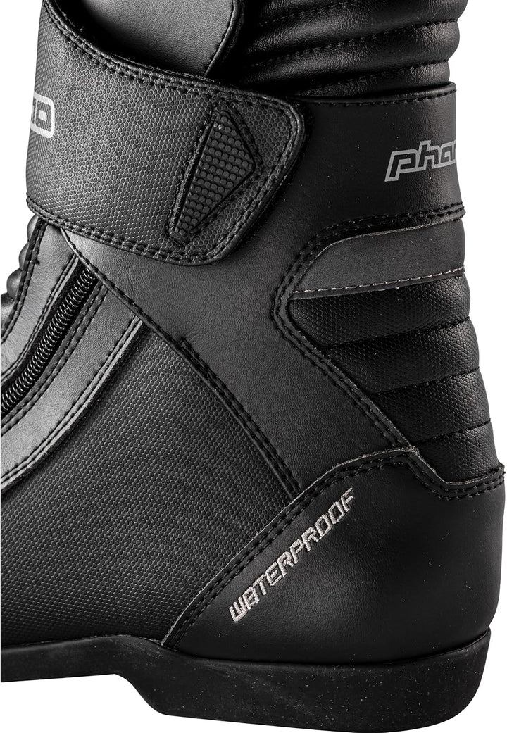 Pharao Trigon WP Motorradstiefel Kurz - Wasserdicht - PU - Polyester Schwarz 41 EU, Schwarz 41 EU