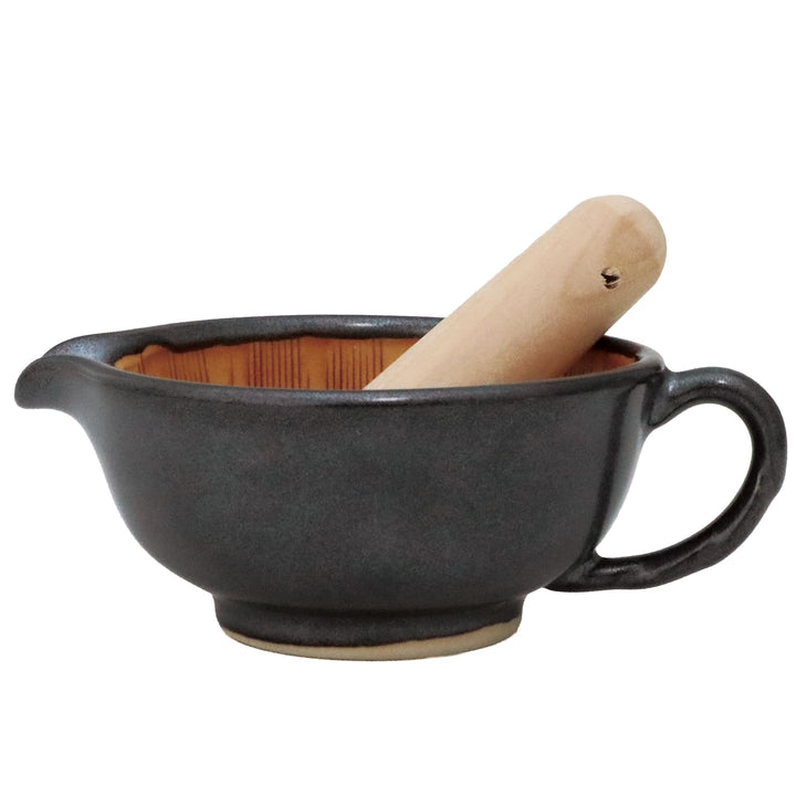 SASUGA Japanisches Suribachi Mörser- &amp; Stössel-Set – Traditionelle Keramik-Reibschale mit Holzstösse