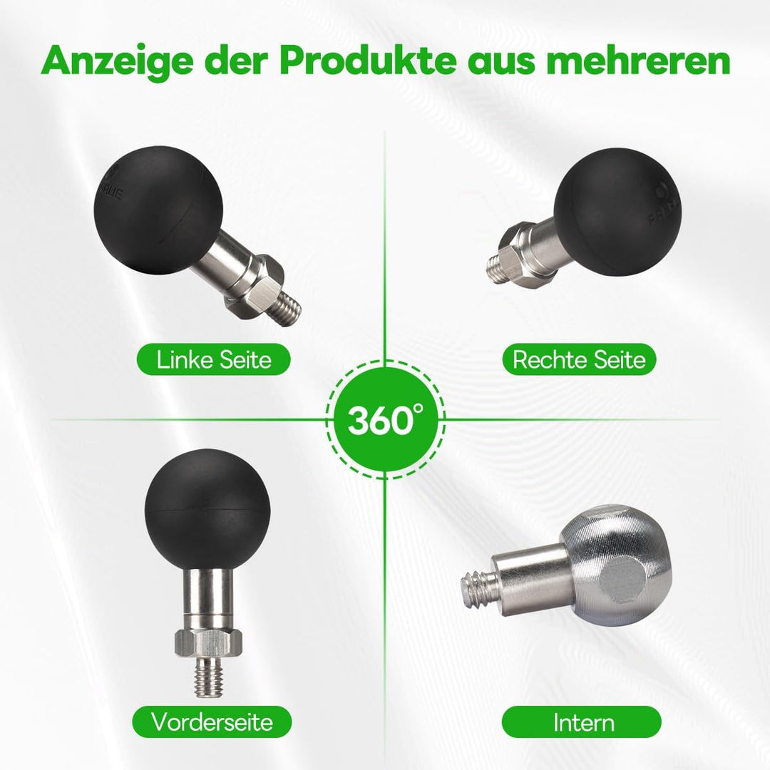 FANAUE 1" Kugel Adapter Kompatibel RAM Mounts B Grösse Doppelsockelarm,mit M6 x 1.0 Gewindepfosten,A