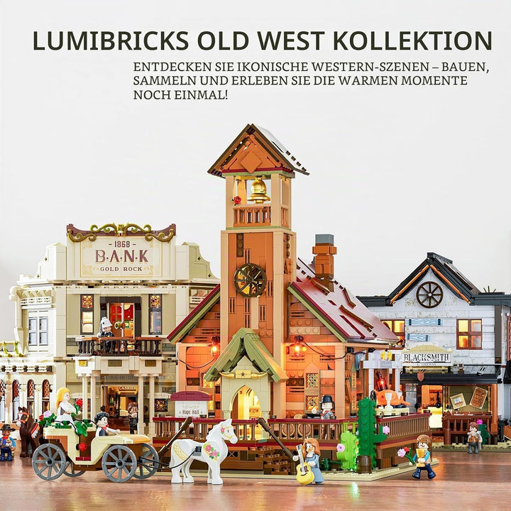 Lumibricks Old West Meeting Hall Beleuchtetes Klemmbaustein-Set, 2556 Teile kreatives BAU- und Lerns