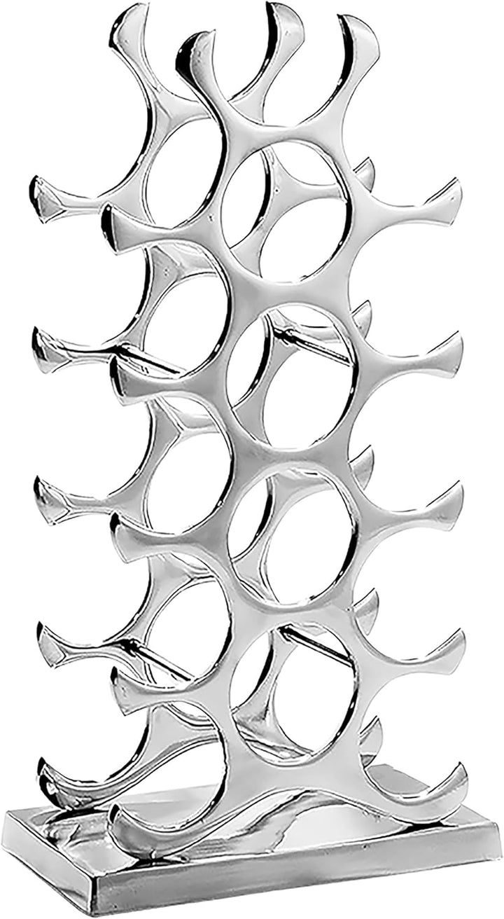 Kobolo Weinregal Flaschenhalter Circle - Metall poliert - Silber - für 15 Flaschen 29x17x57 cm