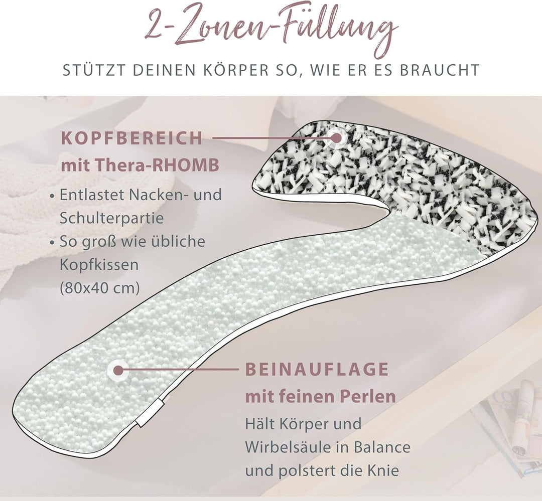 Theraline | my7 - Seitenschläferkissen | inkl. Aussenbezug Melange Mittelgrau Bambus-Kollektion, Mel