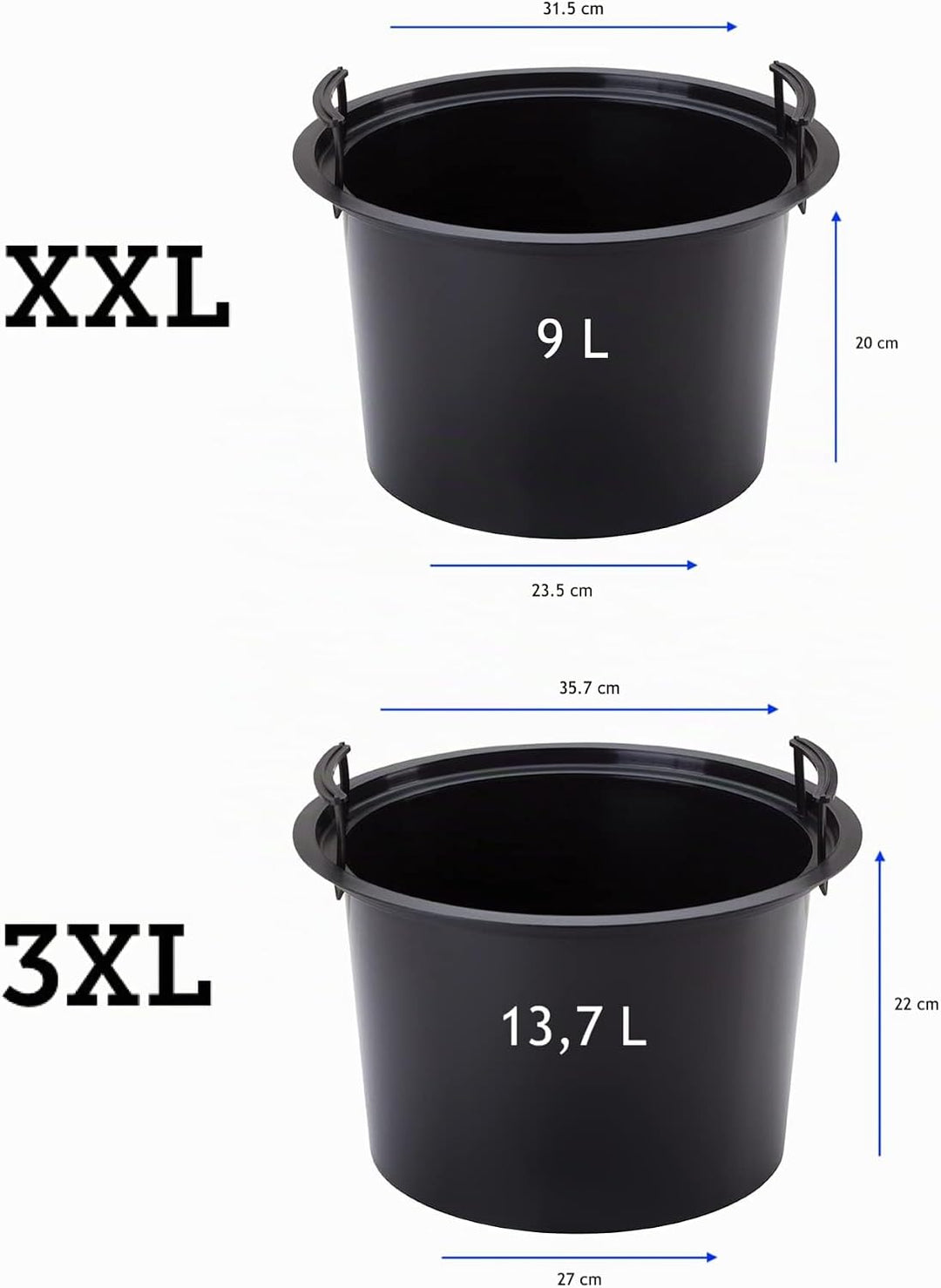 MELTOM Blumenkübel Welle Slim Rund Einsatz Pflanzgefäss 3D Effekt Wellen Set 2: XXL 3XL Weiss