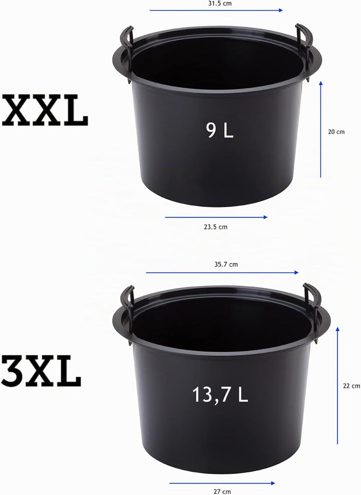 MELTOM Blumenkübel Welle Slim Rund Einsatz Pflanzgefäss 3D Effekt Wellen Set 2: XXL 3XL Weiss