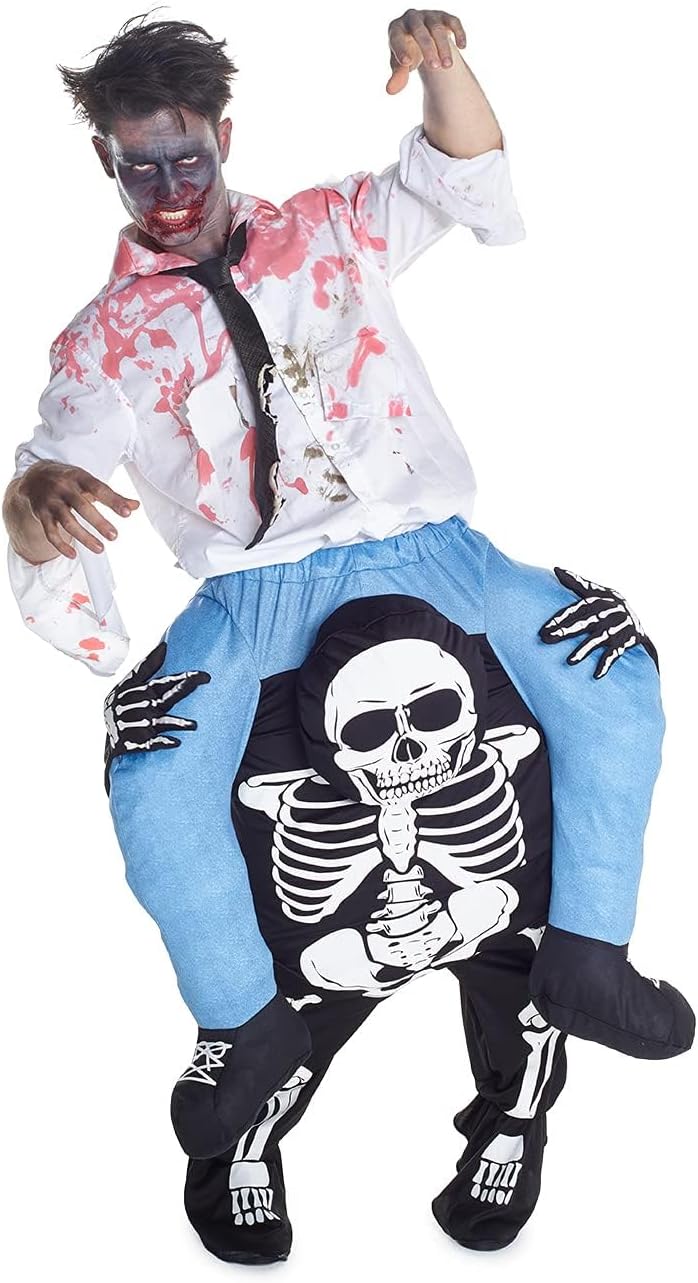 Morph Skelett Huckepack Kostüm für Erwachsene, Halloween Verkleidung Damen Herren, Skelett