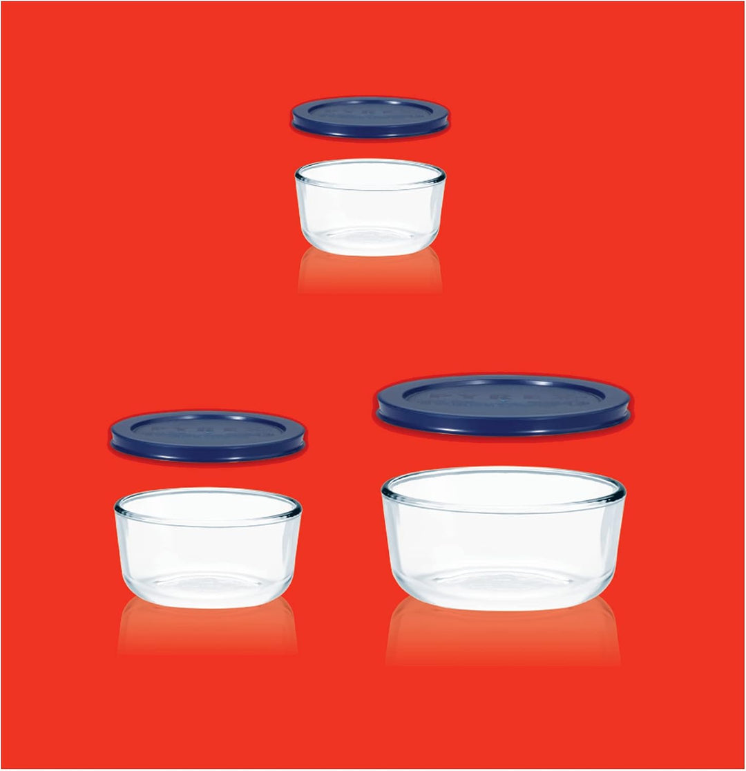 Pyrex Simply Store 3er-Pack (2, 4 &amp; 7 Tassen) grosses rundes Glas-Frischhalteset mit BPA-freien Deck