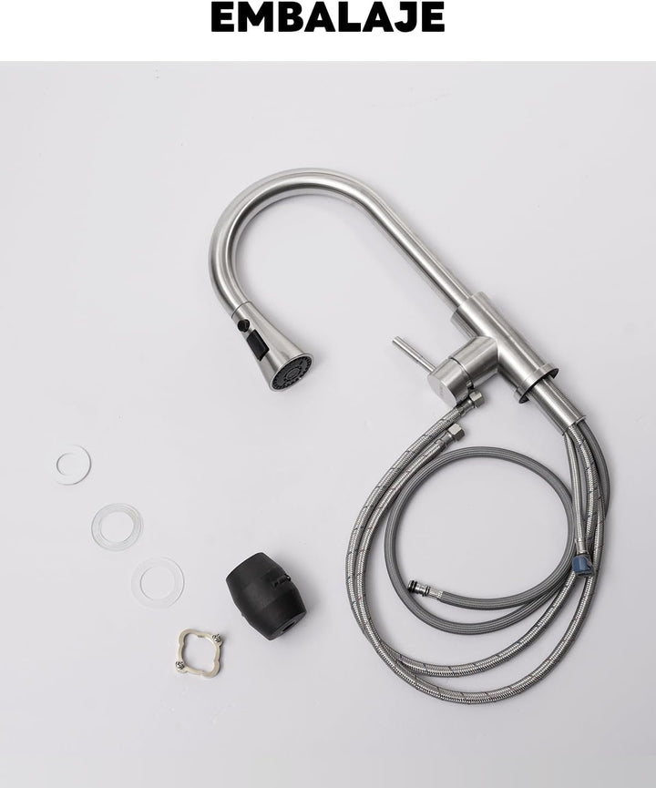 BLYLUND Gebürstetes Nickel Küchenarmaturen mit Brause Ausziehbar 3 Modi, Edelstahl Moderne Küchenspü