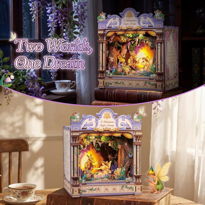 CUTEBEE Miniatur Haus Selber Bauen, 3D Holzpuzzle für Erwachsene, DIY Book Nook Kit, Shakespeare lit