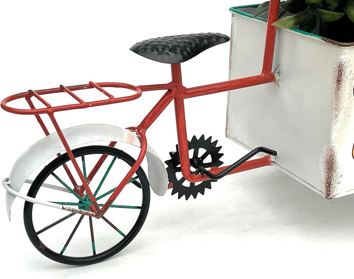 DanDiBo Blumenfahrrad für Garten Metall Stehend Fahrrad Weiss Rot 96529 Pflanzfahrrad Dekofahrrad Bl