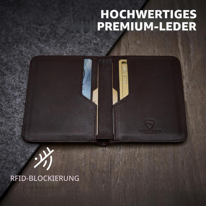Vaultskin City Herren Ledergeldbörse mit RFID Blocker für Karten. Flaches Kartenetui für bis zu 9 EC