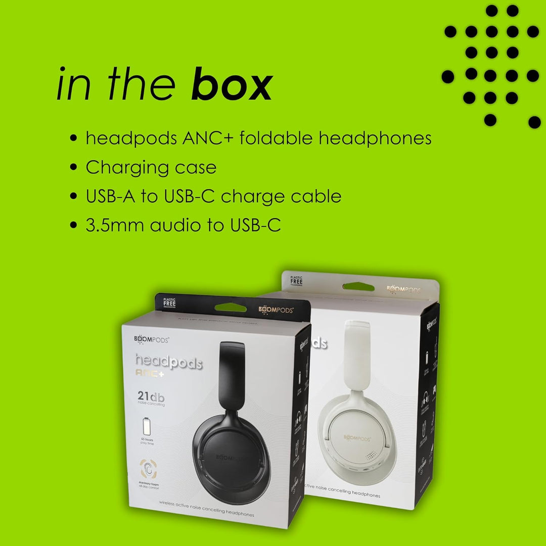 Boompods Headpods ANC+ Geräuschunterdrückende Kopfhörer - Over-Ear Bluetooth Kopfhörer mit Mikrof