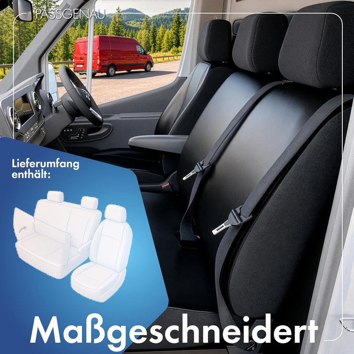 Walser Transporter Sitzbezüge Auto kompatibel mit Ford Transit, Einzelsitz Armlehne innen/Doppelbank