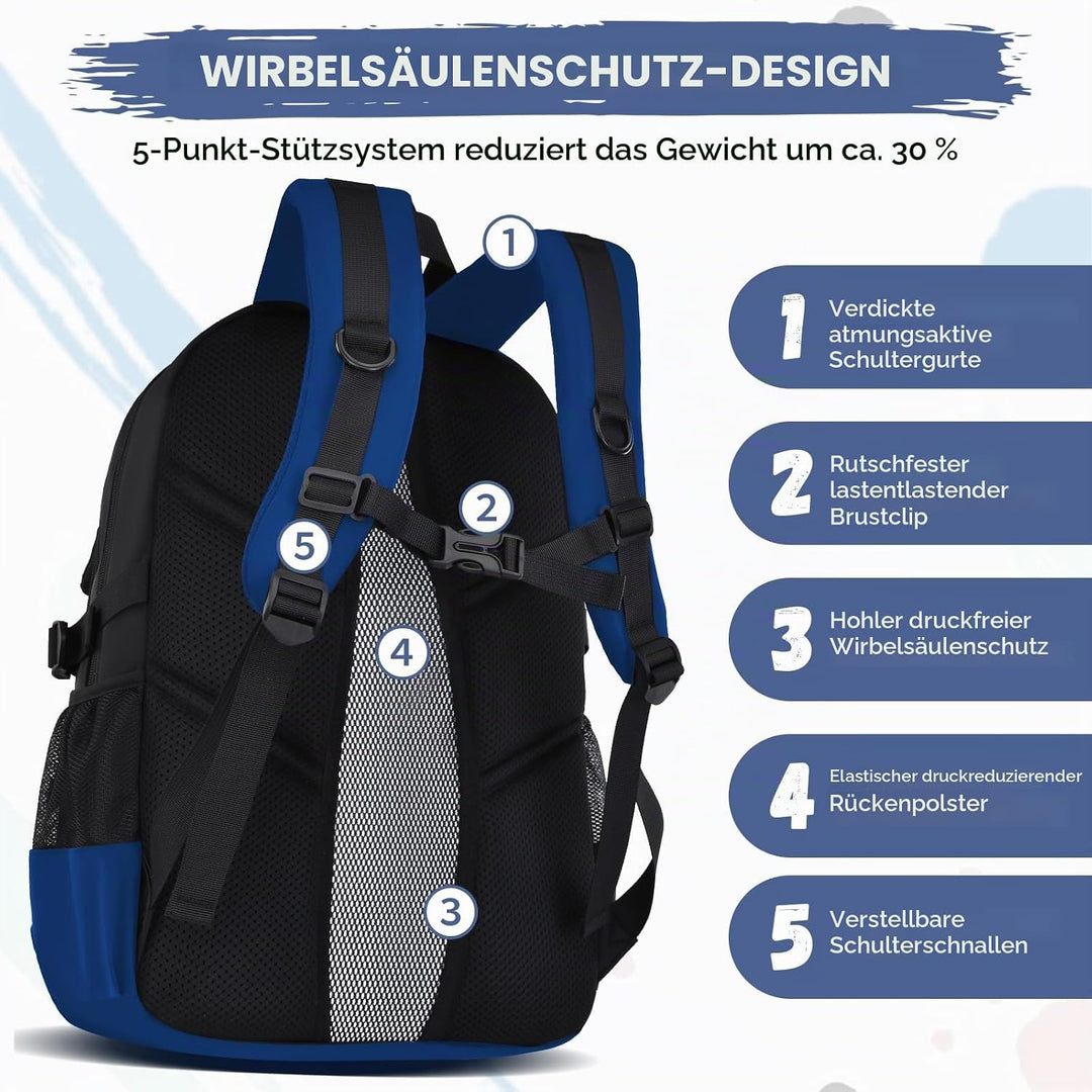 Amythe Schulrucksack Jungen Teenager, Rucksack Schule Gymnasium Oberstufe Schulranzen mit Reflektore
