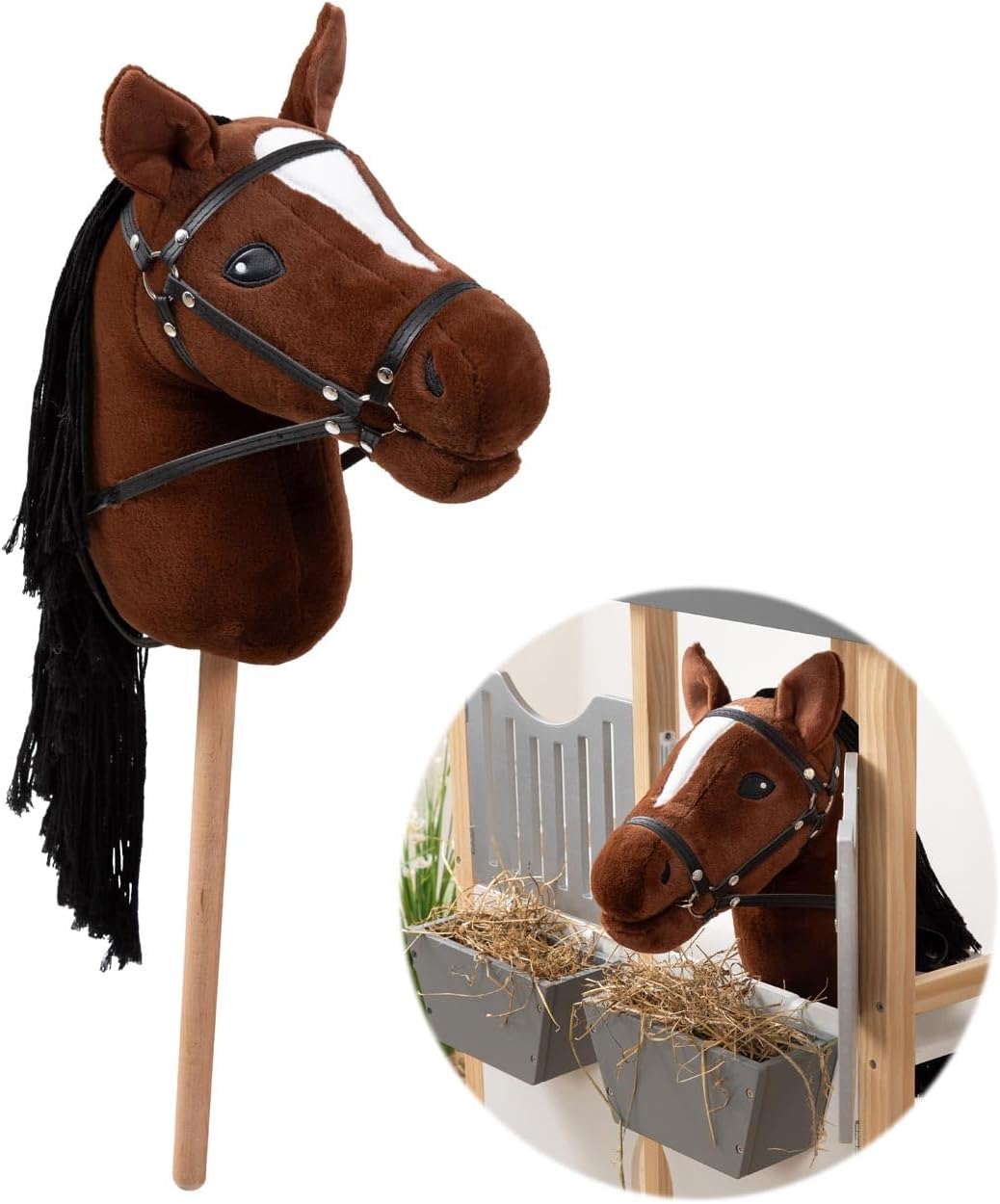 Ella & Piet® Hobby Horse Pferd Tornado mit Trense und Aufbewahrungsbeutel Steckenpferd Springpferd S