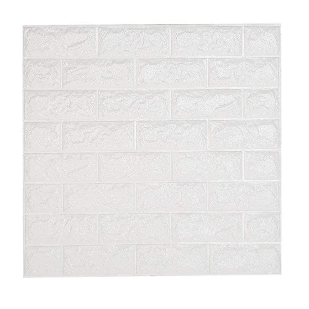 Leisu 3D tapeten wandsticker Wandpaneele selbstklebend weiss Ziegelstein-Tapete Brick Muster Tapete