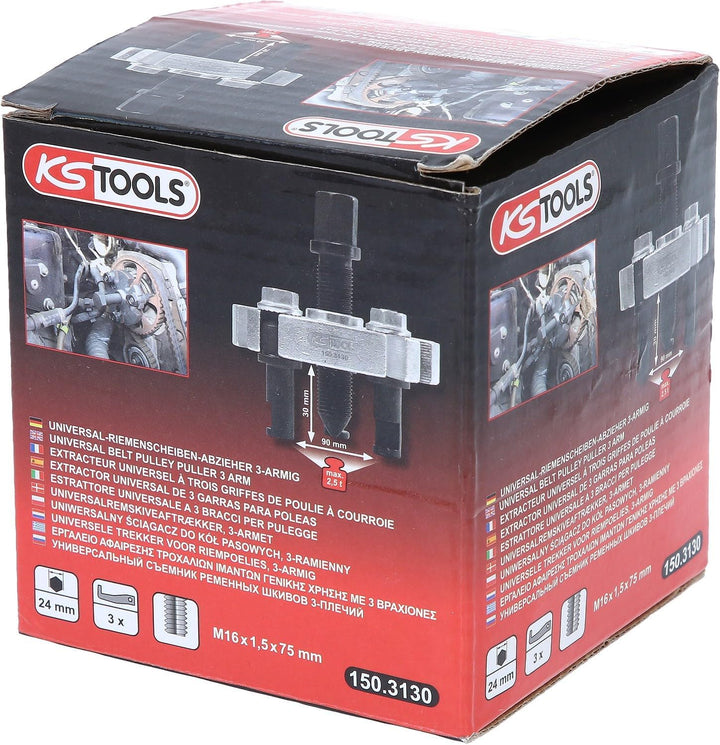 KS Tools 150.3130 Universal-Riemenscheiben-Abzieher 3-armig, 90mm