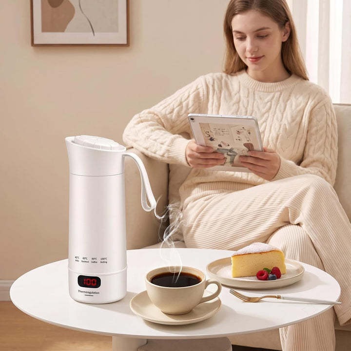 Reisewasserkocher Klein 400ml-4 Einstellbare Temperaturstufen Wasserkocher Reise von Tee Kaffee und