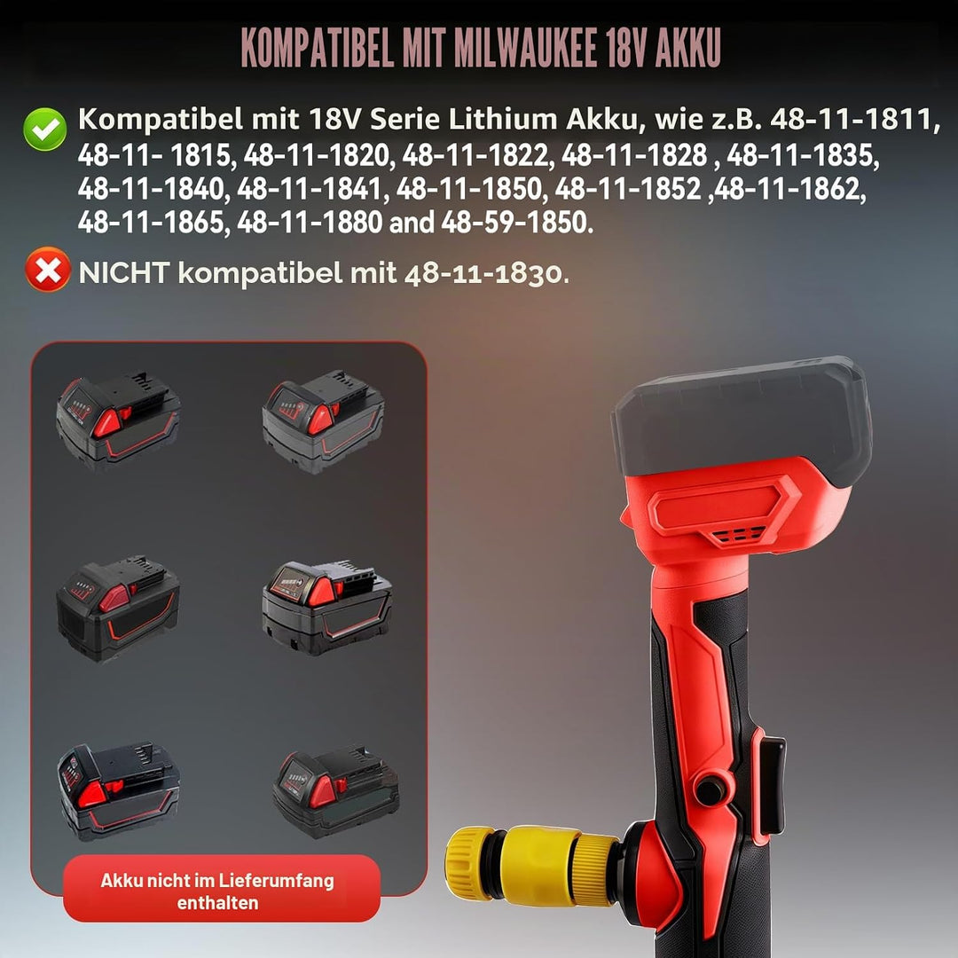 Kabellose Stabwasserpumpe, kompatibel mit Milwaukee M18, Förderleistung 3600 l/h, tragbare Wasserpum