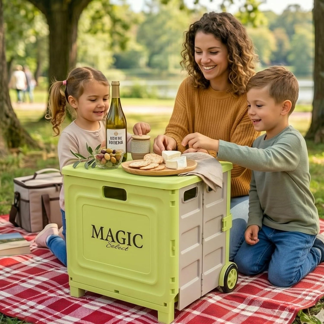 Faltbarer Einkaufstrolley 34 L | Klappbare Transportbox, Mit Rollen und Teleskopgriff, Für Supermark
