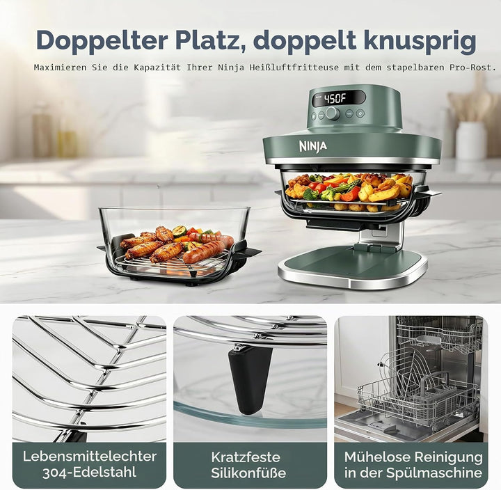 HAIWILL 2 Stück Ersatz Grillrost Edelstahl für Ninja CRISPi PRO XL AS090EU und FN101EU Airfryer Zube
