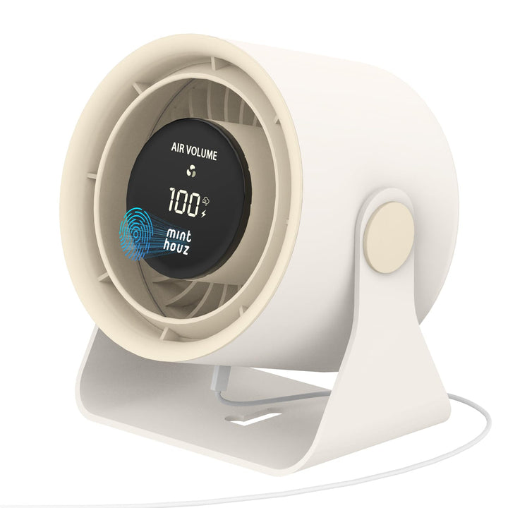 Minthouz Tischventilator, USB Ventilator mit LED Anzeige, 3600mAh Akku Ventilator Leise, 90° Neigbar