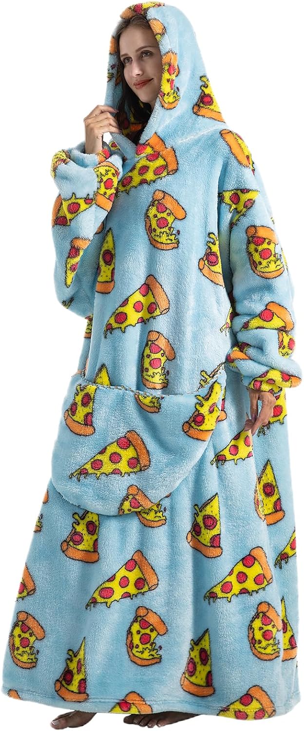 Ultra Weiche Hoodie Decke mit Ärmeln Warme Flanell Decke zum Anziehen für Zuhause Sofa und Bett, Kus