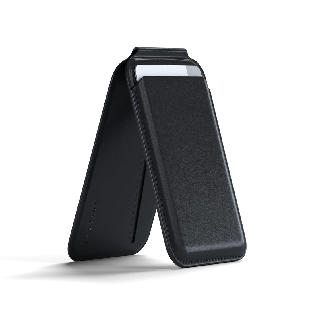 SATECHI Magsafe Wallet und Double Flap Stand mit Magnetfunktion, iPhone Wallet mit 4 Kartenfächern,