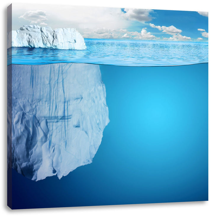 Pixxprint Riesiger Eisberg unter Wasser als Leinwandbild/Grösse: 70x70 cm/Wandbild/Kunstdruck/fertig