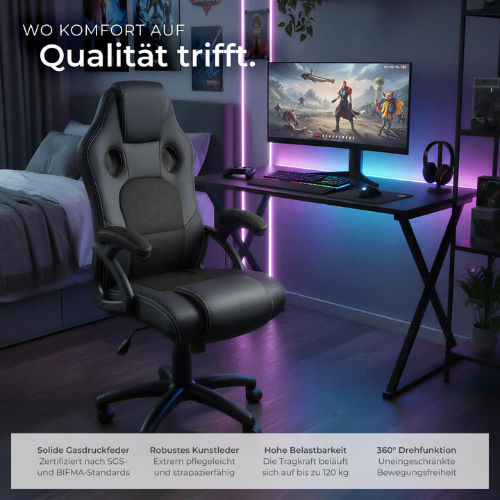 TecTake Sportsitz Chefsessel Stuhl ergonomischer Gaming Bürostuhl Racing Schalensitz - Diverse Farbe