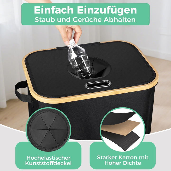 OUSFOT Pfandflaschen Sammelbehälte, 105L Leergut Sammelbehälter Schwarz Pfandflaschen Behälter Geeig