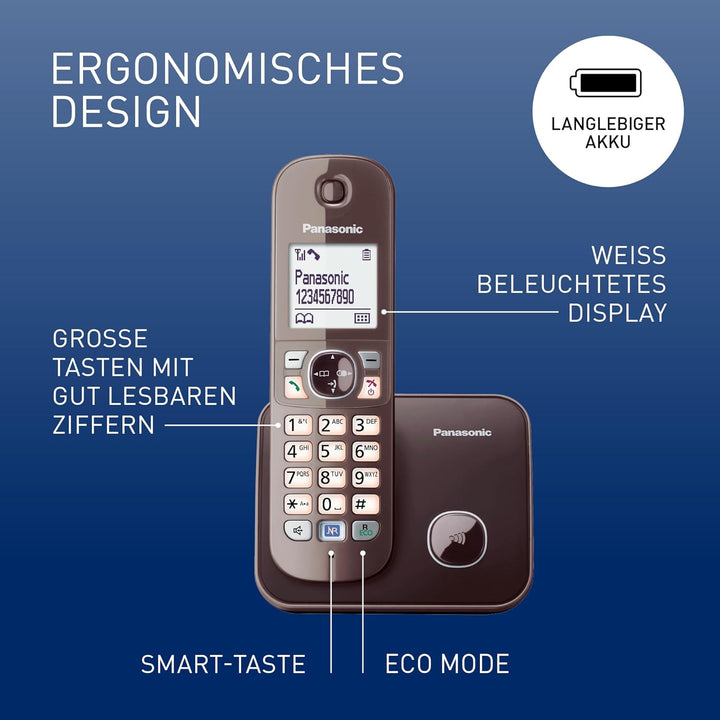 Panasonic KX-TG6811GA DECT Schnurlostelefon (strahlungsarm, Eco-Modus GAP Telefon, ohne Anrufbeantwo