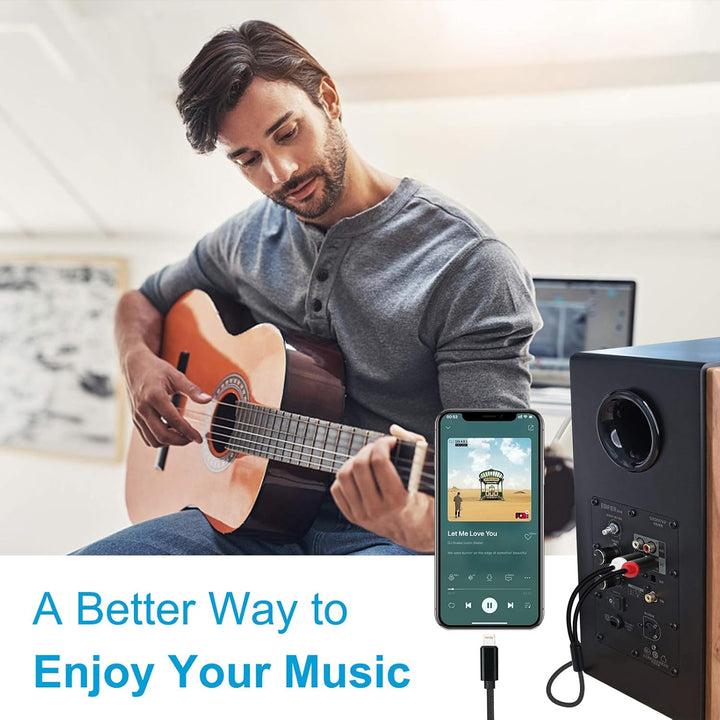 WORLDBOYU Lightning-auf-Cinch-Kabel, Audio-Aux-Adapter, Stereo-Y-Splitter-Adapter für ausgewählte iP
