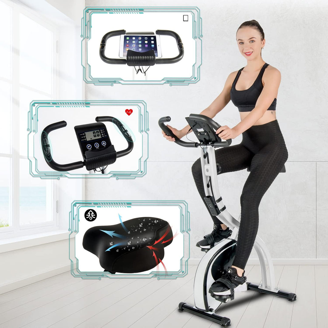 ISE X-Bike Fitnessbike für Zuhause Heimtrainer Fahrrad Klappbar F-Bike verstellbare Magnetron-Widers