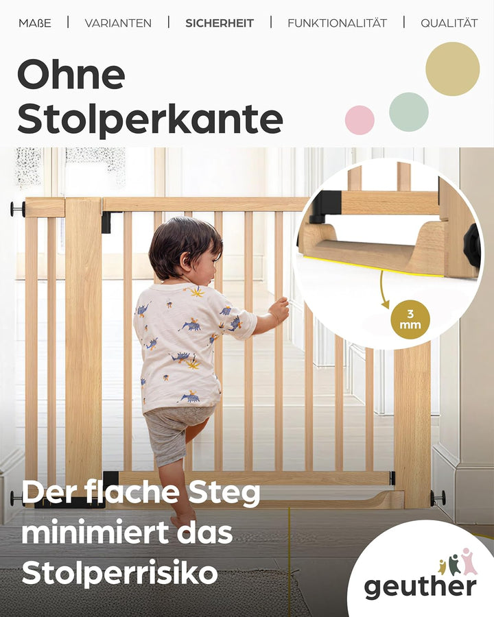 Geuther Easylock Flat Step Treppenschutzgitter ohne Bohren, 87-95 cm Breite, Türschutzgitter zum Kle