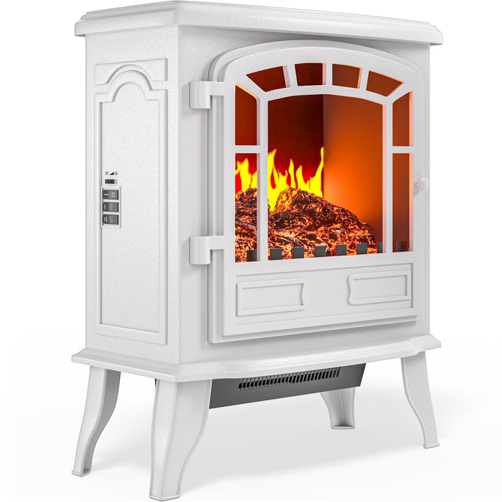 Elektrokamin mit Heizer Kaminfeuer LED elektrischer 2000W Heizlüfter weiss Elektroofen mit Flammen