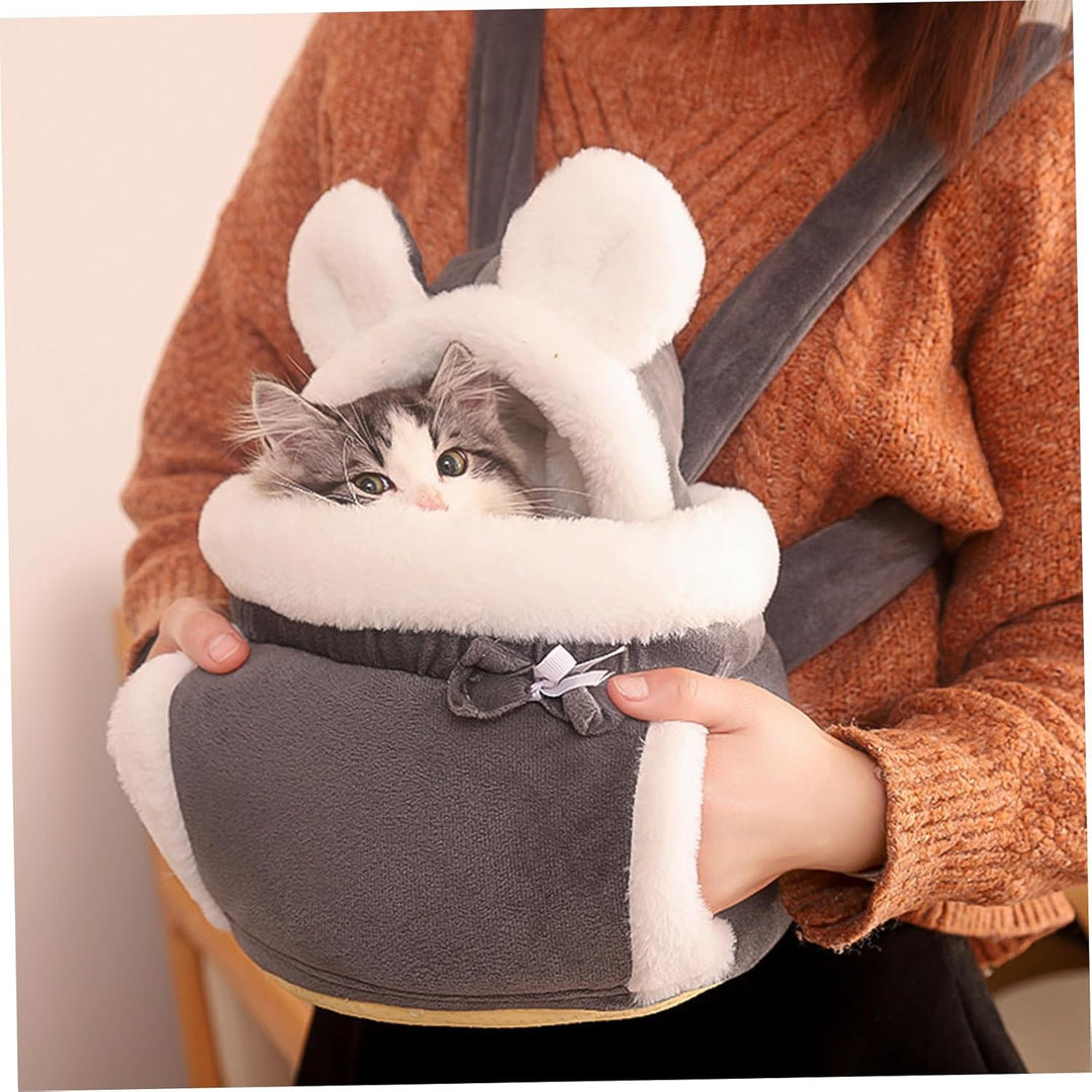 Katzentasche, weicher und Warmer Katzen- und Hunde-Frontträger, Doppeltaschen-Rucksack, Winter-Plüsc