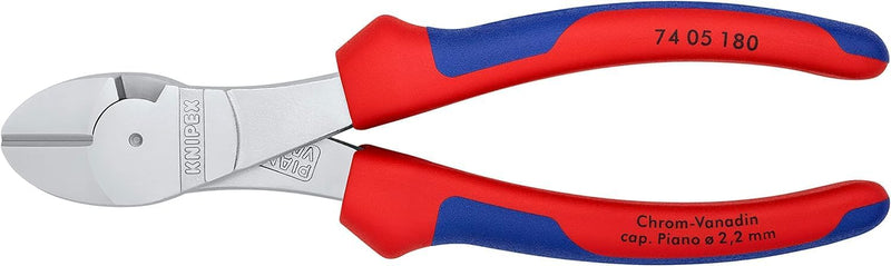 Knipex Kraft-Seitenschneider verchromt, mit Mehrkomponenten-Hüllen 180 mm 74 05 180 verchromt 180 mm