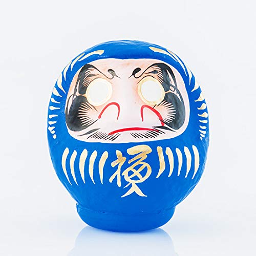 Daruma Japanischer Amulett 12 cm, Aus Pappmaché, Grösse 2 (Blau), Blau